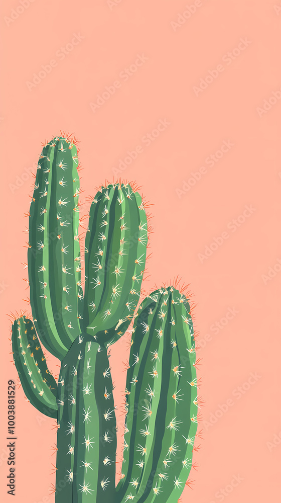 Isolated cactus in colorful background