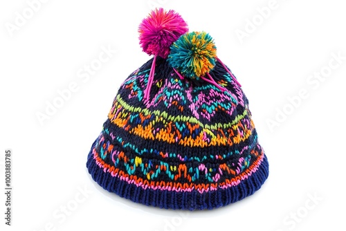 winter ski bobble hat isolated