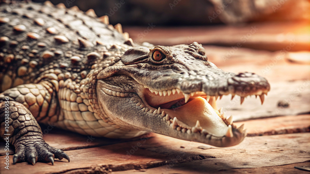 Obraz premium close up of a crocodilecrocodile, alligator, reptile, animal, teeth, wildlife, dangerous, predator, wild, nature, danger, mouth, zoo, head, eye, water, carnivore, skin, croc, gator, closeup, tooth, ni