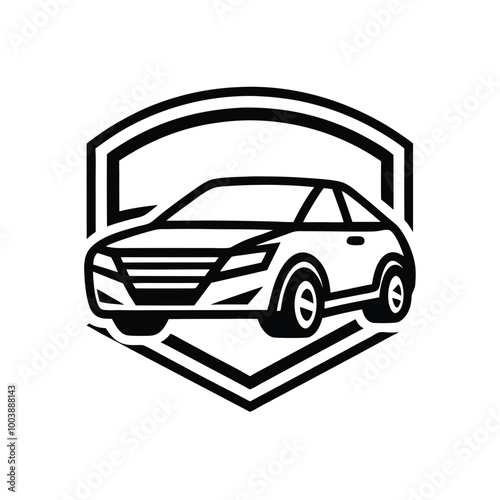 This Car Shield Emblem Line Art Logo features a sleek silhouette vector design, perfect for hobbies and customization. Ideal for automotive enthusiasts, it's a stylish addition to any project or brand