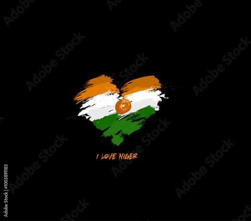 Niger grunge flag heart for your design