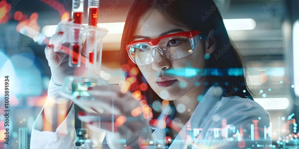 Fototapeta premium Analyzing Fluids in the Laboratory for Medical and Forensic Biotechnology Concept Lab equipment Fluid samples Testing procedures Biotechnology applications Forensic investigations