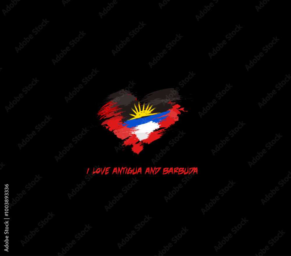 Obraz premium Antigua and Barbuda grunge flag heart for your design.