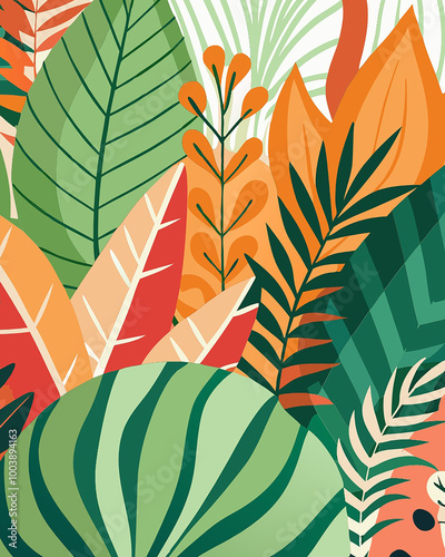 colorful nature-inspired pattern design high resolution, white background