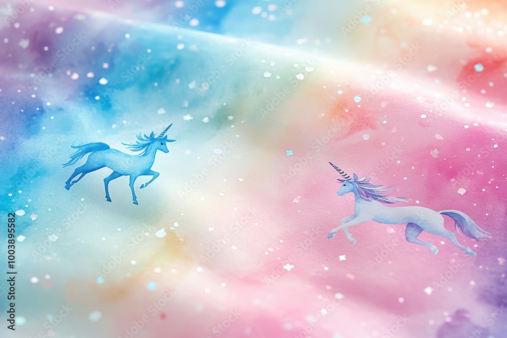 fairy tale art, lovely girly design featuring watercolor ballerinas, unicorns, and rainbows on a dreamy pastel rainbow background fairy tale art, lovely girly design featuring watercolor ballerinas, unicorns, and rainbows on a dreamy pastel rainbow background