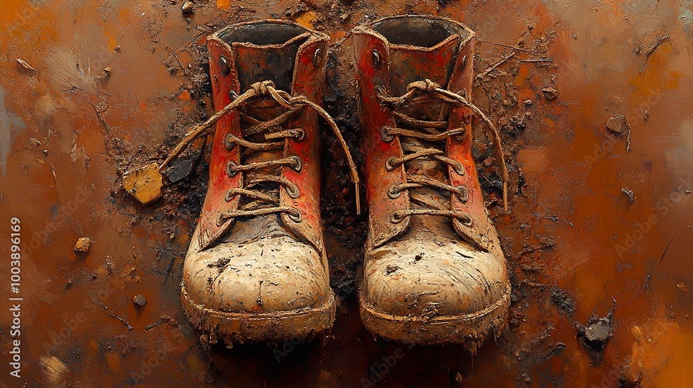 Muddy Boots: A Close-Up Look at Worn Footwear Muddy Boots: A Close-Up Look at Worn Footwear