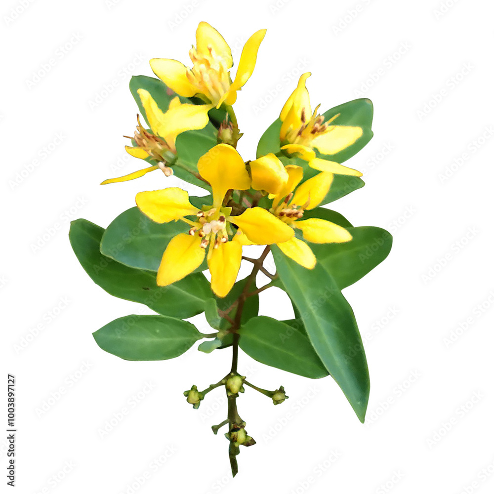 Obraz premium Galphimia flowers on transparent blackground.