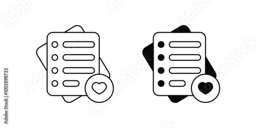 wishlist set icon with white background vector stock illustration