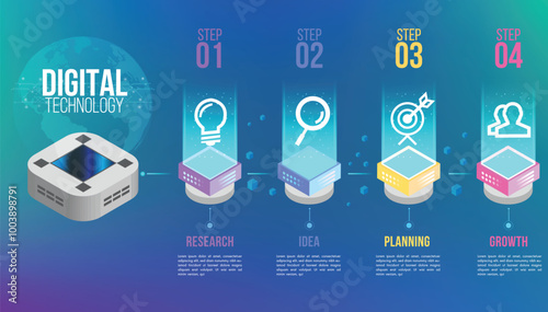Isometric infographics design 4 options leves or steps for business concept success 3d boxes, Can be used for presentations, workflow layout, process diagram, flow chart, info graph.