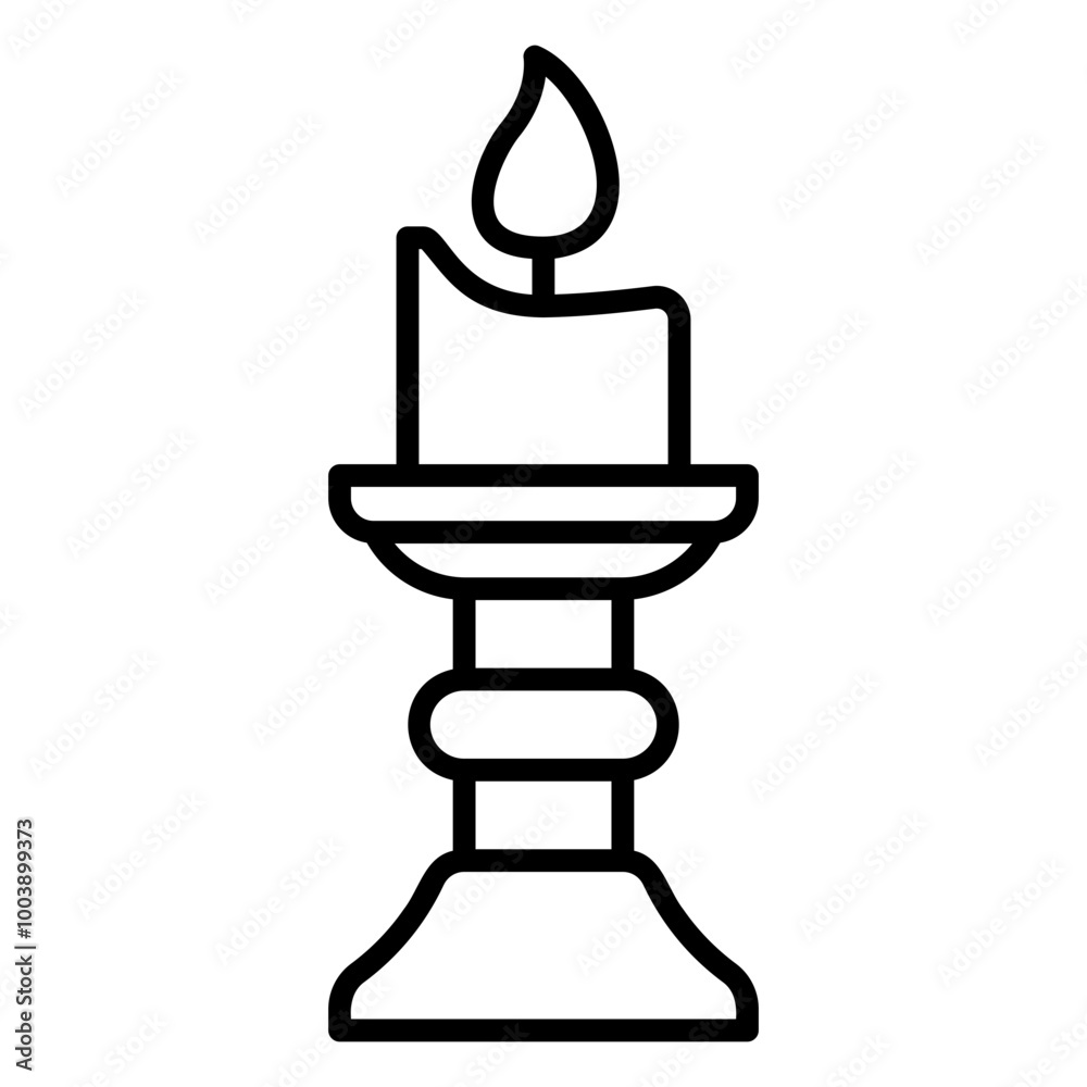 Obraz premium Candle icon for lighting with its holder