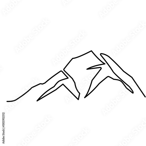 One Continuous Line Drawing Mountain