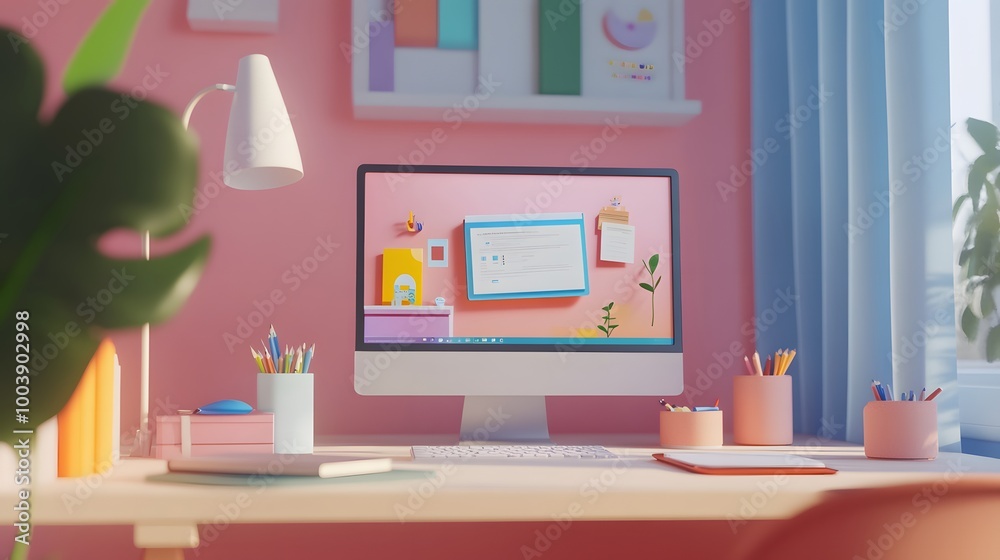 Concept of e-learning, online education at home. 3d realistic vector illustration. Concept of e-learning, online education at home. 3d realistic vector illustration.