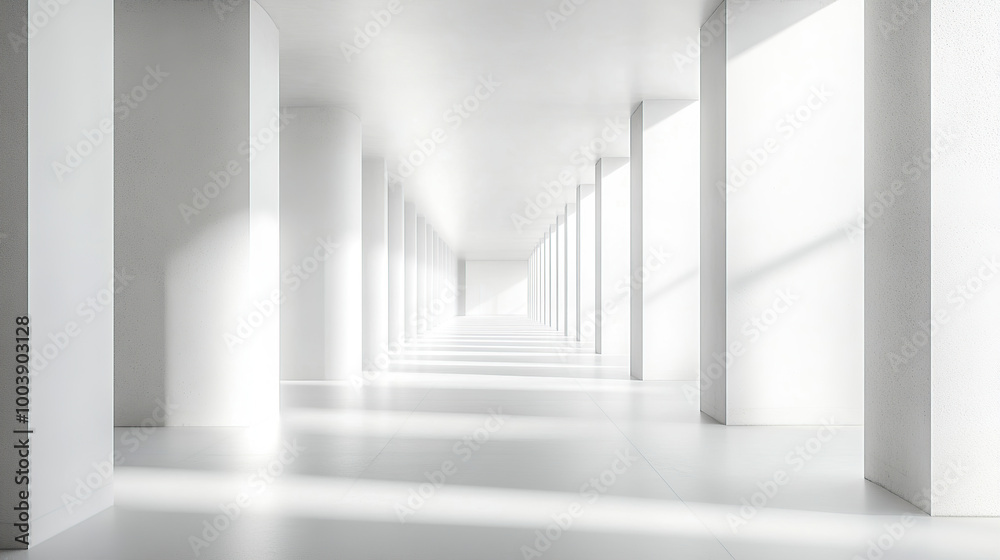 Fototapeta premium 3D rendering of an empty white room with a minimalistic interior design