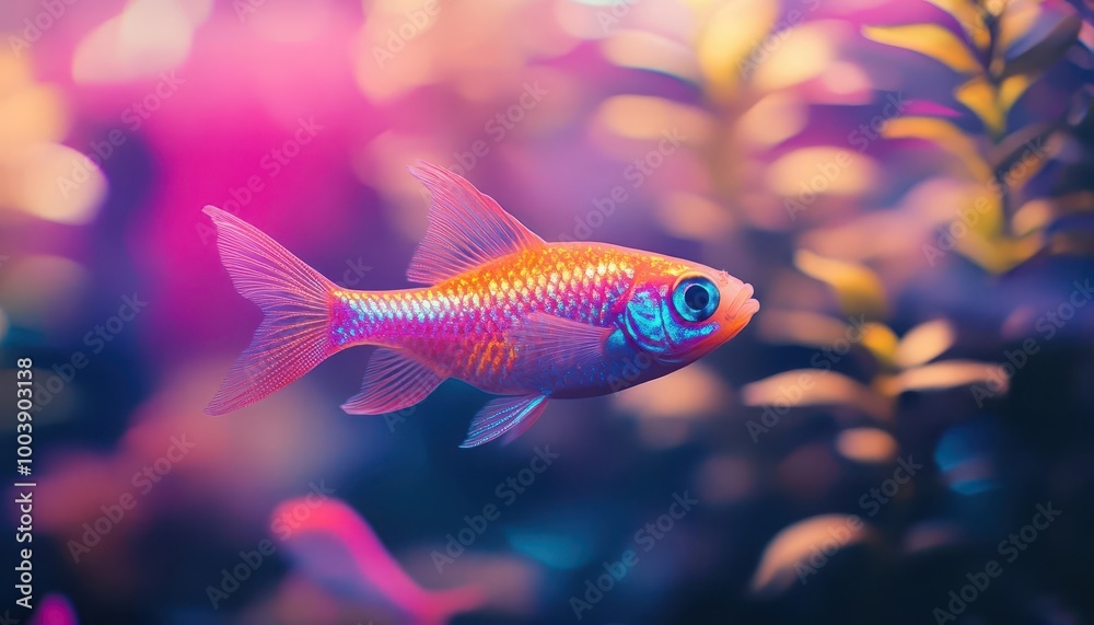 Aquarium fish glowing with neon colors in a futuristic underwater habitat Futuristic Neon High Detail Aquarium fish glowing with neon colors in a futuristic underwater habitat Futuristic Neon High Detail