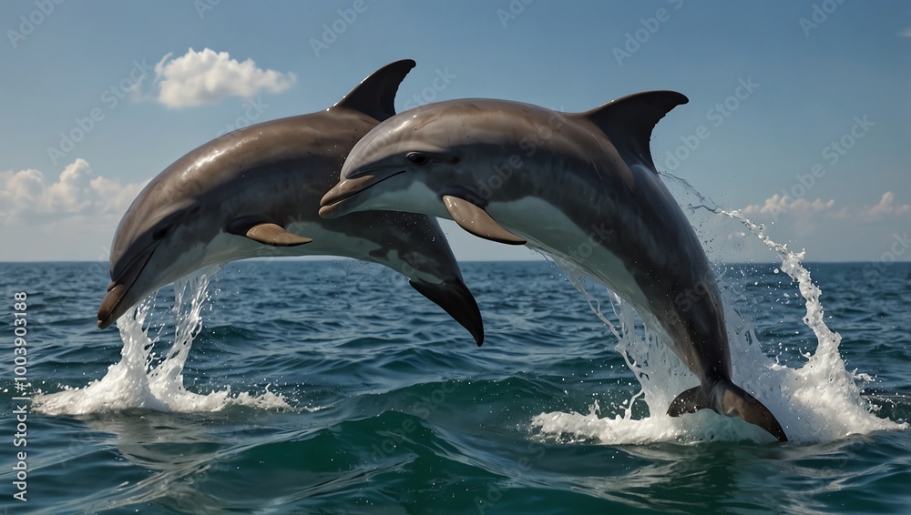 Obraz premium two dolphins jumping