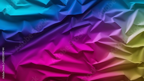 multi colored luminous neon wrinkled paper textured with bright and glow, background for web banner, ads, post, presentation concept, template copy space