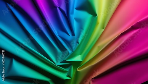 multi colored luminous neon wrinkled paper textured with bright and glow, background for web banner, ads, post, presentation concept, template copy space