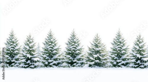 Wallpaper Mural A detailed watercolor illustration showcases a group of pine trees cloaked in fresh snow, capturing the serene beauty of a winter landscape with soft shadows and vibrant colors Torontodigital.ca