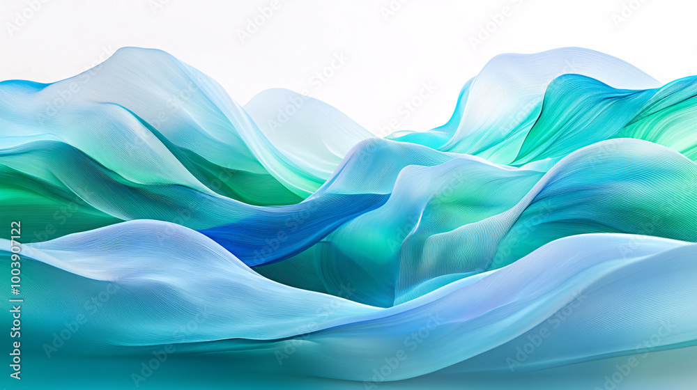 Fototapeta premium Abstract Blue and Green Wavy Lines Background