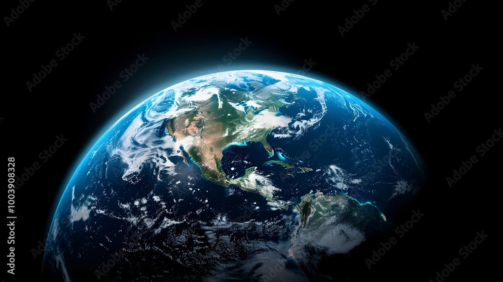 Majestic Planet Earth Illuminated by the Sun Revealing Continents and ...