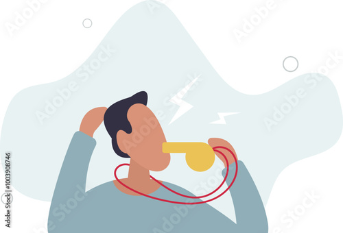 Business whistleblower the misconduct inside person to illegally disclose information to public concept.flat design with people.