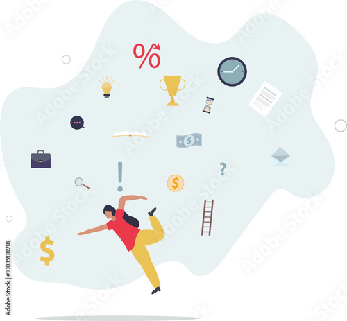 Information overload, excess distraction or overworked, overwhelmed data consume.flat design with people.