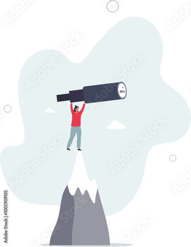 Ambition to aim high and achieve business goal, motivation to success, challenge and determination for victory concept.flat design with people.