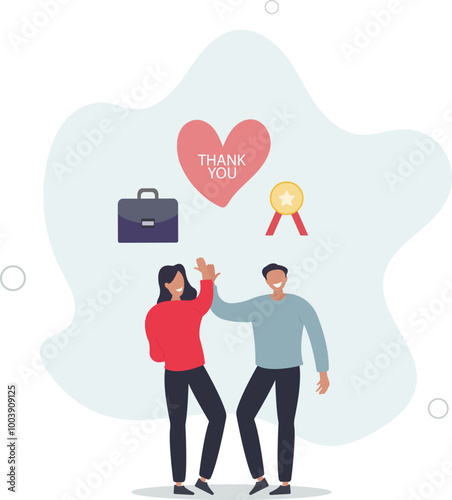 Employee appreciation, giving thank you or recognition award to best employees, gratitude or grateful support, thankful concept.flat design with people.