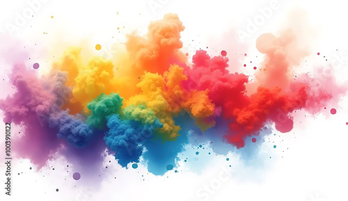 LGBT watercolor colorful abstract banner, smoke and dust with rainbow colors, vibrant LGBTQ flag colors texture isolated on white background photo