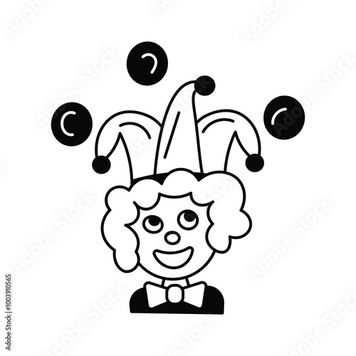 Use this funny joker clown icon for entertainment and playing designs