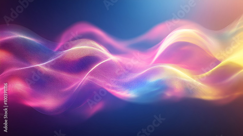  flowing wave lines in purple, pink, and teal on a dark background, representing motion and energy. abstract background with dynamic waves. Wave of particles Smooth wave background 