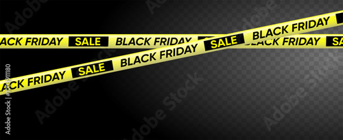 Black Friday Sale warning ribbobs tapes yellow color. Black Friday banner background. danger tapes, Danger warning tapes for sale background. Vector horizontal illustration