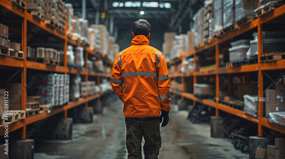 A logistics manager in uniform walking through a transport terminal, overseeing the organization and delivery of freight boxes in an industrial setting A logistics manager in uniform walking through a transport terminal, overseeing the organization and delivery of freight boxes in an industrial setting