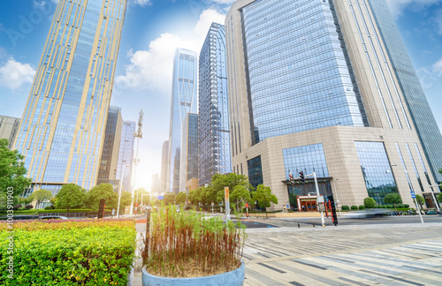 Skyscrapers in the financial district, Changsha, Hunan, China.