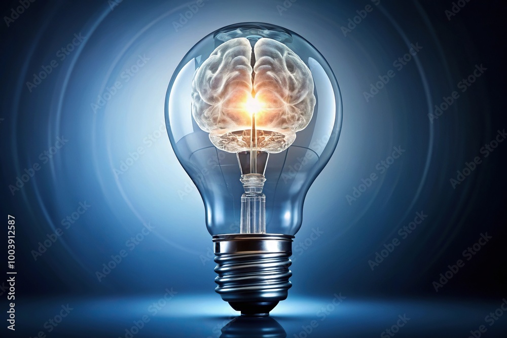 Light bulb with brain shaped filament