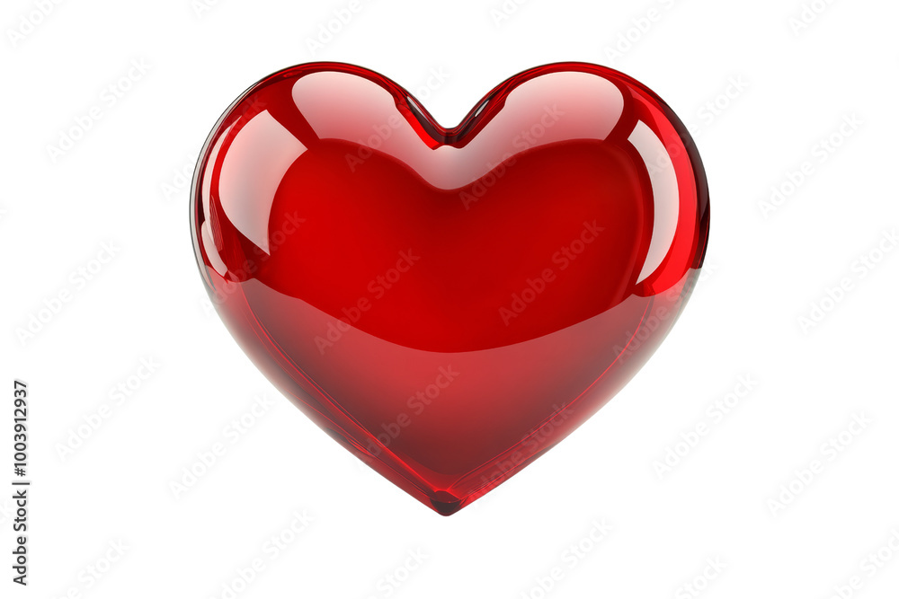 Simple cartoon heart symbol with a smooth glossy surface ,Isolated on transparent background Simple cartoon heart symbol with a smooth glossy surface ,Isolated on transparent background