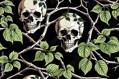 Skulls intertwined with bra...