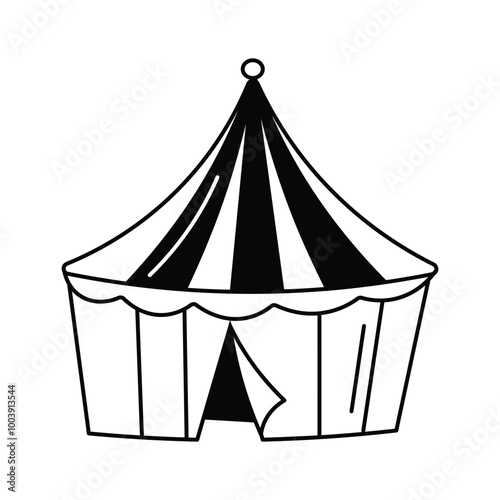 Circus tent icon usually for funfair and carnival symbol