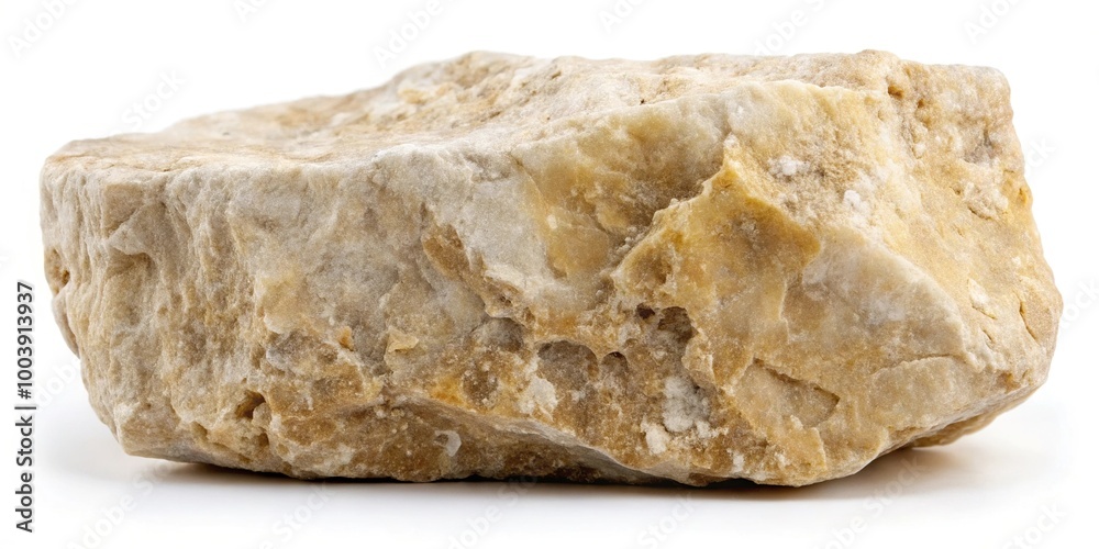 Limestone sedimentary rock texture isolated on white background