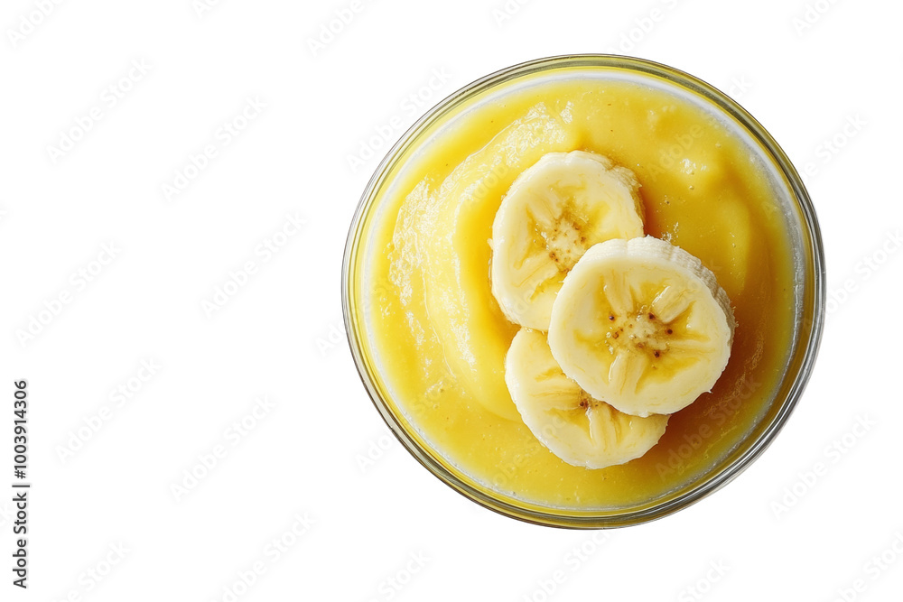 Natural banana face mask in a glass bowl ,Isolated on transparent background Natural banana face mask in a glass bowl ,Isolated on transparent background