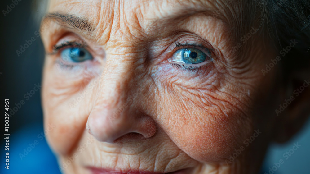 An elderly woman with glowing skin smiles softly, radiating warmth and wisdom in a serene indoor setting during daylight An elderly woman with glowing skin smiles softly, radiating warmth and wisdom in a serene indoor setting during daylight