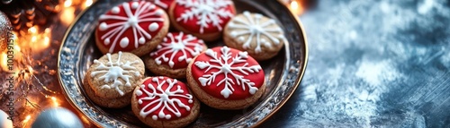 Delicious Christmas cookies decorated with festive snowflakes and vibrant colors, perfect for holiday celebrations.
