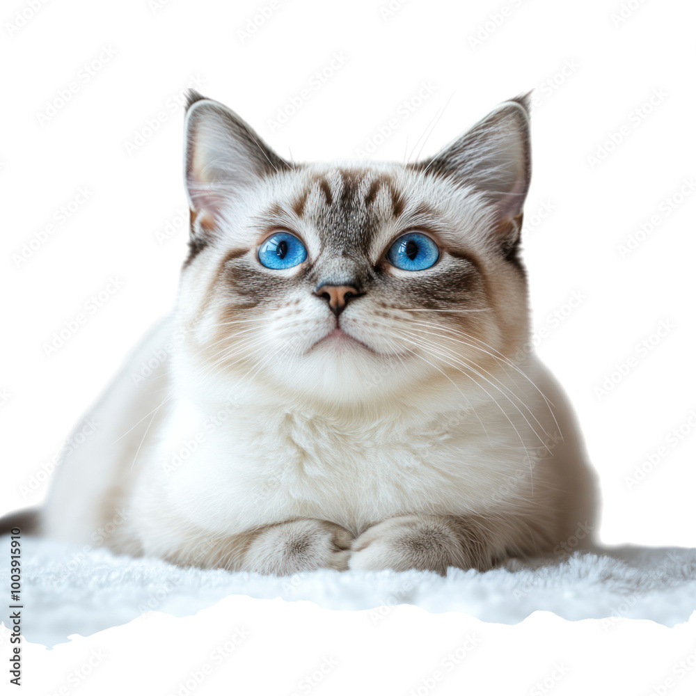 Fototapeta premium Cute Ragdoll Cat with Blue Eyes