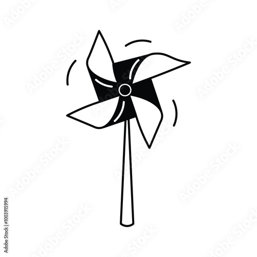A spinning pinwheel toy that rotates with the wind
