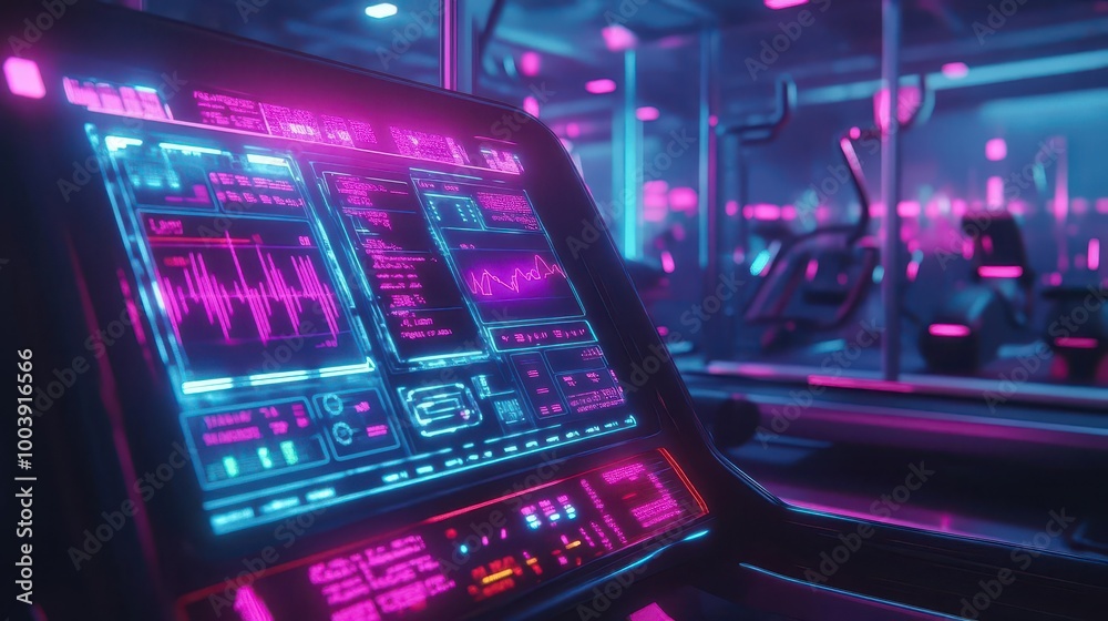 Home fitness workout with glowing digital fitness tools and holographic exercise guides Futuristic Neon High Detail Home fitness workout with glowing digital fitness tools and holographic exercise guides Futuristic Neon High Detail