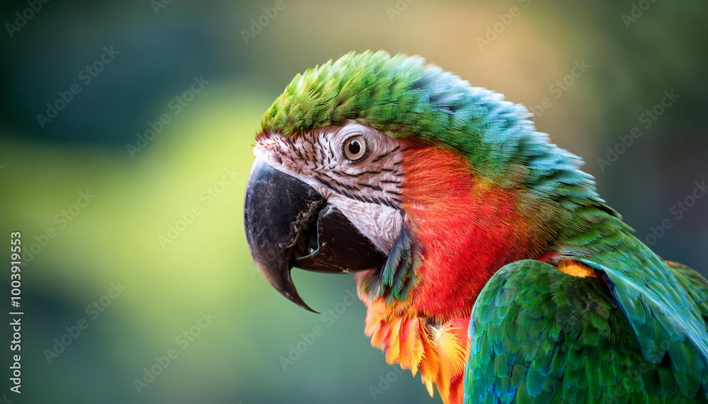 Close-Up of a Colorful Parrot, Showcasing Its Vibrant Feathers and Exotic Appeal Close-Up of a Colorful Parrot, Showcasing Its Vibrant Feathers and Exotic Appeal