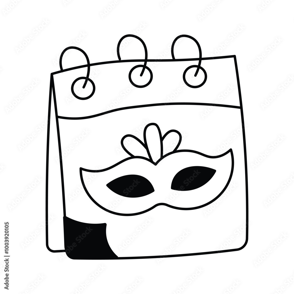 Carnival mask on calendar denoting concept icon of carnival date Carnival mask on calendar denoting concept icon of carnival date
