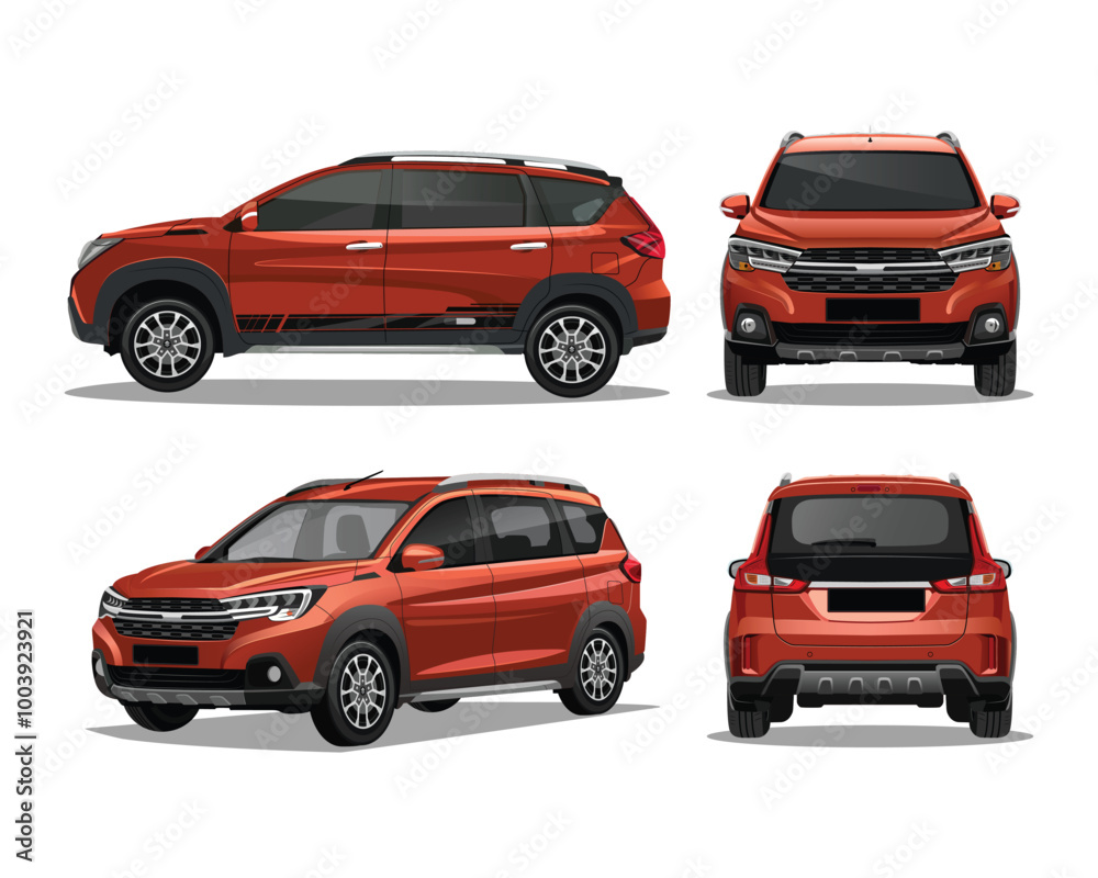 Realistic car vector red car illustration Realistic car vector red car illustration