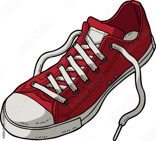 Vector Cartoon Hand Drawn Red Classic Low Cut Sneaker