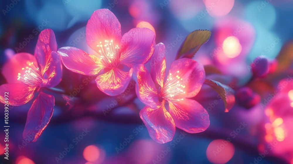 Spring blossoms glowing with neon colors and digital weather monitoring Futuristic Neon High Detail Spring blossoms glowing with neon colors and digital weather monitoring Futuristic Neon High Detail